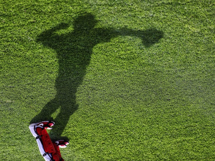 Shadow of a baseball player
